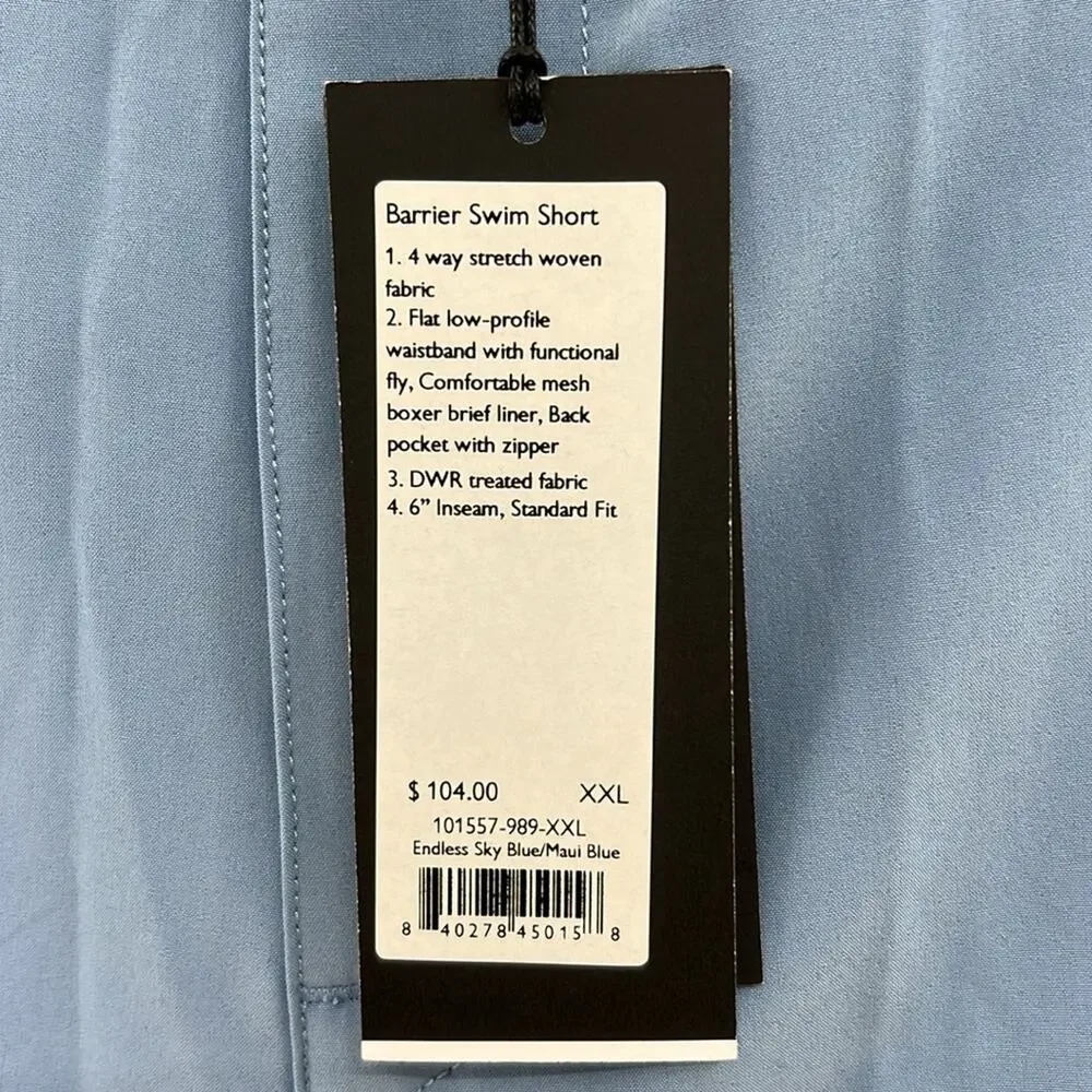 Rhone Men's Barrier Swim Short - Endless Sky Blue/Maui Blue - XXL - NWT